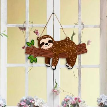 Imagem de Welcome Ornamento de verão com design de preguiça, placa para decoração de pendurar para parede interna ao ar livre, porta da frente, varanda