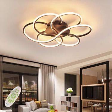 Imagem de Luminária de teto LED 72W, estilo nórdico moderno, para sala de estar, sala de jantar, pendente, em metal preto e acrílico, ideal para quarto, cozinha, escritório e quarto infantil. Possui r