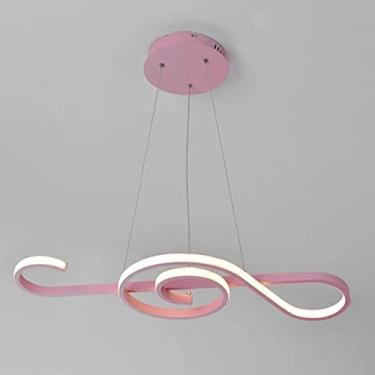 Imagem de Luminária pendente moderna para mesa de jantar, com LED dimerizável e controle remoto, altura ajustável, ideal para sala de estar, sala de jantar e escritório (rosa, 70 cm/45 W).