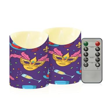 Imagem de Wassud Pacote com 2 máscaras venezianas douradas velas sem chama com controle remoto, velas realistas cintilantes com temporizador, velas decorativas para Natal, casamento, festa, decoração de casa