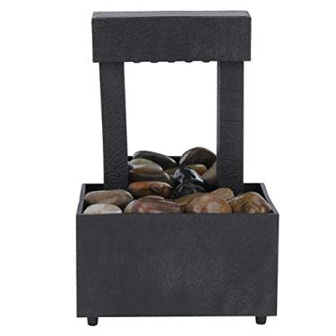 Imagem de Fonte de Mesa com Cascata USB LED para Interior Pedras Decoração Escritório e Lar Recurso Água Iluminado Ambiente Calmante Design Moderno Zen Plástico