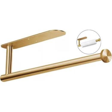 Imagem de Suporte de toalha de papel montado na parede, aço inoxidável, instalação autoadesiva ou de perfuração, organizador de cozinha multiuso para toalhas de papel, filme plástico, folha de alumínio, barra