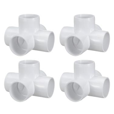 Imagem de DTGN 4 peças de encaixe de PVC de cotovelo de 3,8 cm, encaixe de tubo de PVC de grau cruzado de 5 vias SCH40, conector de cotovelo de canto DIY para móveis de construção, conexão de estrutura de