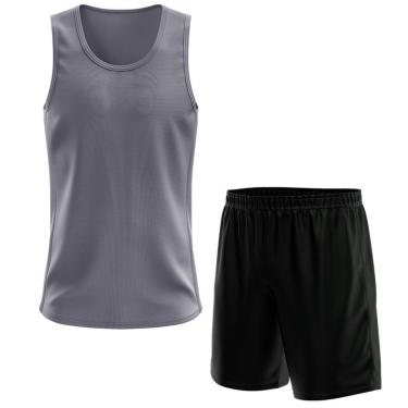 Imagem de Kit Calção Short Futebol Basquete Preto + Regata Masculina Lisa Básica Dry-Masculino