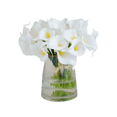 Imagem de Pequeno buquê de flores artificiais de lírio de calla lavável para festa para mesa de jantar, decoração de vaidade de café, jardim (branco)