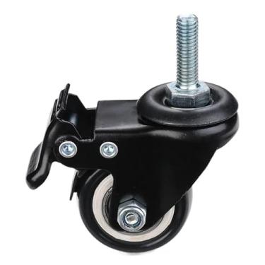 Imagem de Rodas para cadeira de escritório M8 de 1,5 polegadas - Rolos de borracha giratórios silenciosos, ferragens macias e seguras para móveis com freio - Rodízios de substituição duráveis (1 peça)