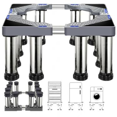 Imagem de Pedestal de arruela 28 de largura universal 30 pés fortes base de máquina de lavar base de secadora plataforma resistente com altura ajustável, cinza 12 pés-25 cm