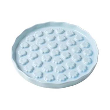Imagem de Tigela De Cerâmica Anti-Gulping Para Gatos Com Design De Patas, Prato 