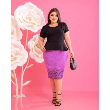 Imagem de Saia Midi Lapis Executiva Tubinho Trabalho Secretaria Basica Moda Cris