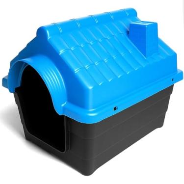 Imagem de Casinha Plástica para Cachorro N4 e N5 com Colchonete – Casa Pet Impermeável e Resistente para Cães de Porte Pequeno e Médio(Azul,N°5 (C:47 x L:38 x A:49))