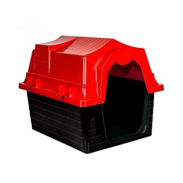 Imagem de Casinha para Cachorro N4 Plástica Resistente – Casa Pet Ventilada e Impermeável para Cães de Pequeno e Médio Porte(VERMELHO)