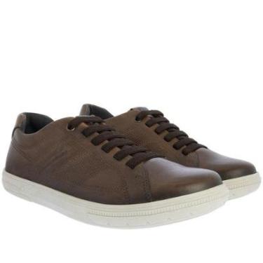 Imagem de Sapatênis Pegada Stretch Elástico Perfuros Couro Marrom - 44-Masculino