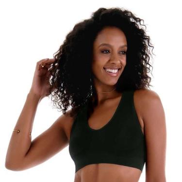 Imagem de Sutiã Top Nadador Alça Larga com Bojo Removível sem Costura Preto Zee 