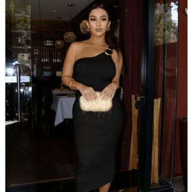 Imagem de Vestido Feminino Midi Modal Tricot Premium Luxo Verão Casual Tendência