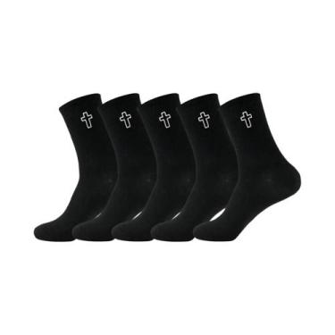 Imagem de Meias Masculinas De Cano Médio 5/10/20 Pares Com Padrão Cruzado Confor