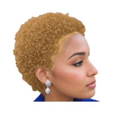 Imagem de Peruca De Cabelo Humano Afro Kinky Curly Com Corte Pixie Curto Para Mu