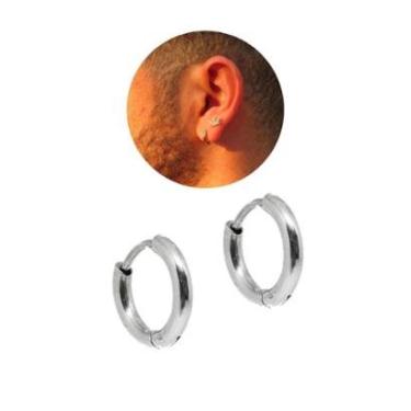 Imagem de Brinco Argola Fina 13mm Prata Masculino Aço Inox - PAR-Unissex