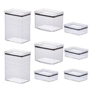 Imagem de Jogo C/ 8 Potes Organizador Cozinha Armario Porta Mantimento - Paramou