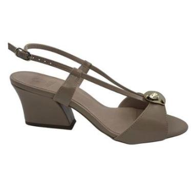 Imagem de Sandália Social Salto Baixo Jamar com Enfeite Bege 583460 - Nude 40-Feminino