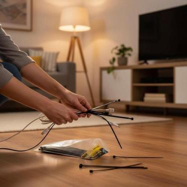 Imagem de Abraçadeira de Nylon 20cm x 3,6mm 100 Unidades Preta Resistência Alta 