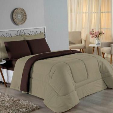 Imagem de Kit Edredom Dupla Face + Jogo De Lençol Casal Nobre 6 Peças Malha 100%