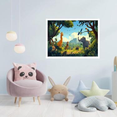 Imagem de Quadro Decorativo Floresta Animais - 50X70Cm
