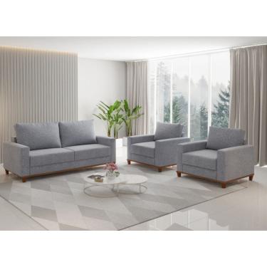 Imagem de Conjunto Sofa Living Linho 180cm Vicente com 2 Poltrona Viana Viero