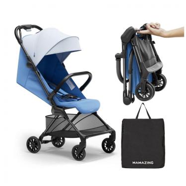 Imagem de Carrinho de Bebê MAMAZING Ultra Air X Azul Fibra de Carbono, Ultra-leve < 4,5 kg, Capota UPF 50+ Impermeável, Cinto 5 Pontos