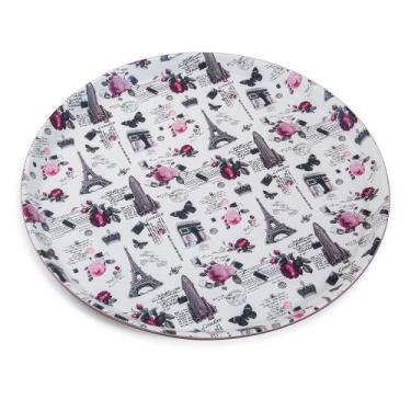 Imagem de Bandeja Redonda Antiderrapante Paris 40 Cm Gourmet Mix