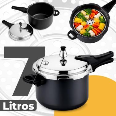 Imagem de Panela De Pressão Indução E Gás 7 Litros Antiaderente Tamanho Grande L