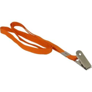 Imagem de Cordão para Crachá Tecido Laranja c/Presilha Jacaré 10un - MARES