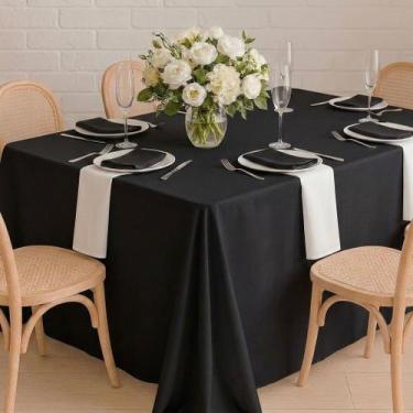 Imagem de Toalha de Mesa Retangular em Cetim Preto, 1,40 x 3,20