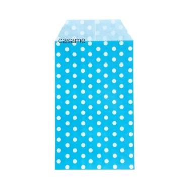 Imagem de Sacolas De Papel Kraft Brancas Com Bolinhas 8x15cm 50pcs Para Casament