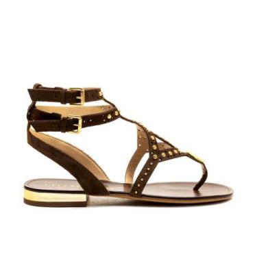 Imagem de Rasteira Couro Marrom Cecconello 2724007-1, Marrom, 37