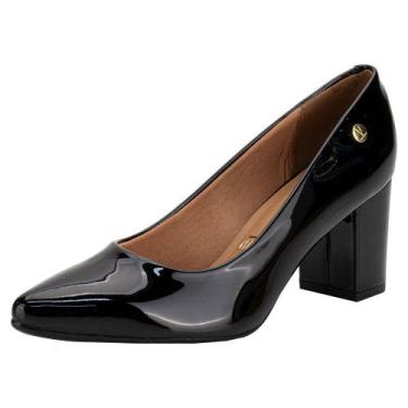 Imagem de Sapato feminino salto grosso vizzano 1290500, Verniz, Preto, 36