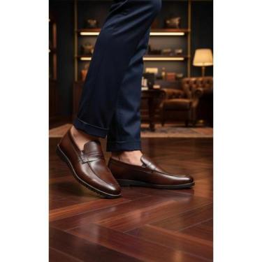 Imagem de Sapato Mocassim Masculino Couro Preto Confortável Dia a Dia - Congratu