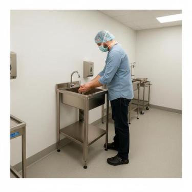 Imagem de Pia Para Assepsia De Mãos 70x53x85 Para Consultórios Ou Áreas Alimentí