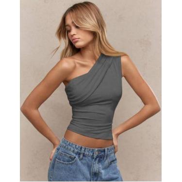 Imagem de Blusa Blusinha Um Ombro Só Feminina Drapeada Moda Casual Elegante - Sw