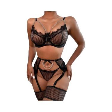 Imagem de Conjunto De Sutiã Com Renda Transparente Para Mulheres, Lingerie Sexy 