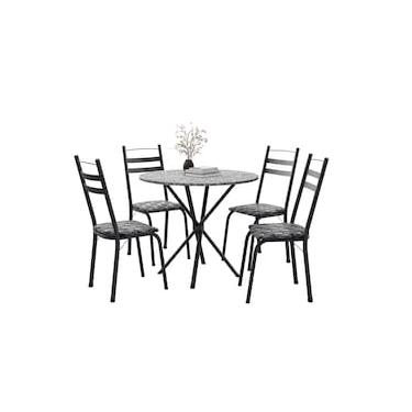 Imagem de Conjunto de Mesa com 4 Cadeiras Artefamol Sabiá Redonda Granito Aço Courvin