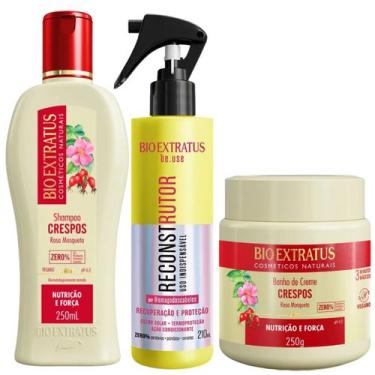 Imagem de Shampoo e Máscara Crespos + Reconstrutor Bio Extratus - RMSHBC250BUREC