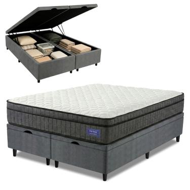 Imagem de Cama Box Baú Colchão Queen Ortopédico D33 Euro Pillow Ultra 158x198x66cm