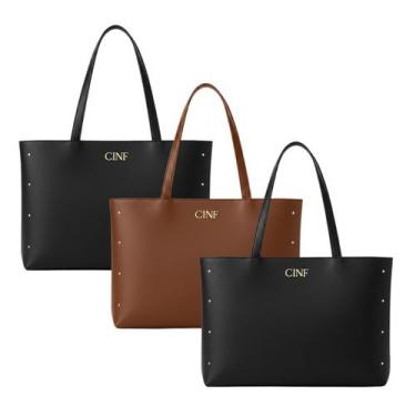 Imagem de Bolsa Feminina Sacola Grande Kit Com 3 Peças Universitária De Ombro - 