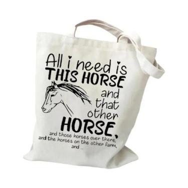 Imagem de Bolsa De Ombro Feminina De Grande Capacidade Com Gráficos De Cavalos E