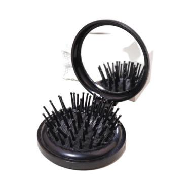 Imagem de Escova De Cabelo Portátil Dobrável Pequena Para Mulheres Com Espelho, 