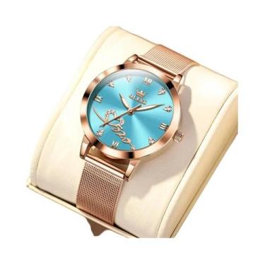 Imagem de Relógio De Quartzo Feminino Ouro Rosê OLEVS Luxo Moda Pulseira De Malh