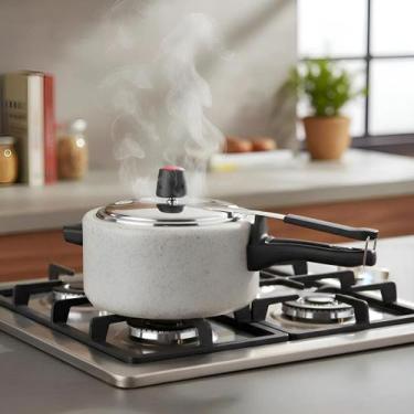 Imagem de Panela De Pressão Brinox 3l Cerâmica Mineral Resist Vapt Vanilla Creme