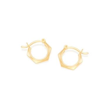 Imagem de Brinco Argola Hexagonal. - Rommanel Cor:Dourado, Dourado