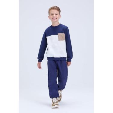 Imagem de Conjunto Infantil Masculino Moletom Bicolor com Bolso  Inverno - Vida 