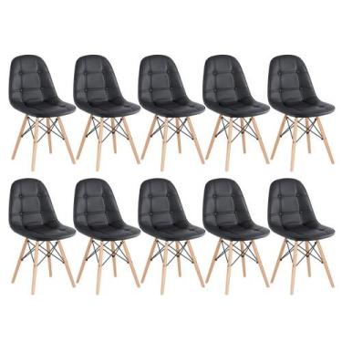 Imagem de Kit 10 Cadeiras Laráz Eames Eiffel Botonê Estofada - Preto - Laraz